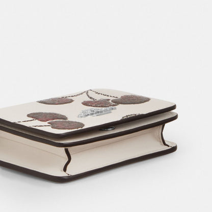 Coach Mini Wallet On A Chain With Cherry Print Silver Chalk Multi