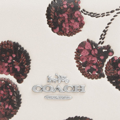Coach Mini Wallet On A Chain With Cherry Print Silver Chalk Multi