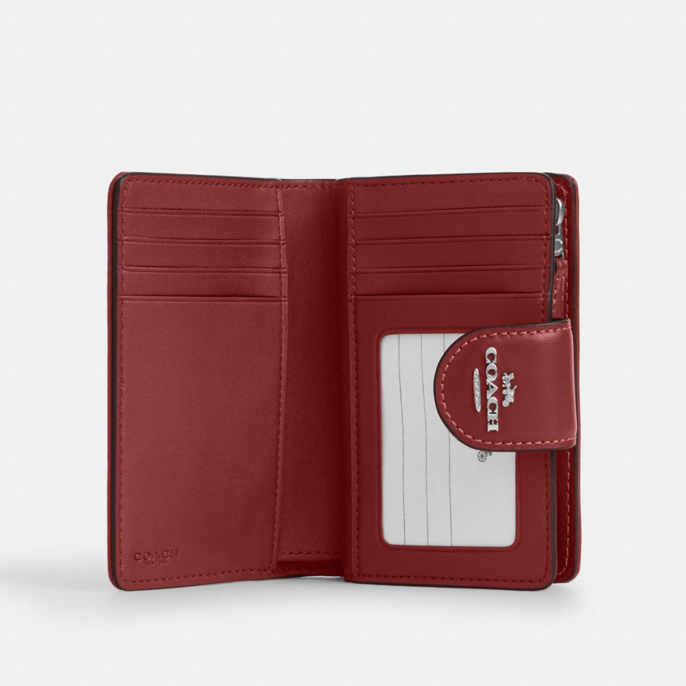 Coach Medium Corner Zip Wallet In Signature Denim Silver True Red