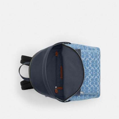 Coach Taylor Backpack In Signature Denim Silver Denim