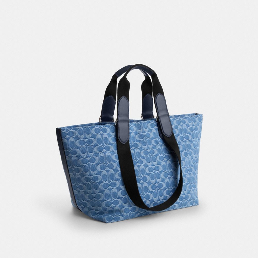 Coach Small Tour Tote Bag In Signature Denim Silver Denim