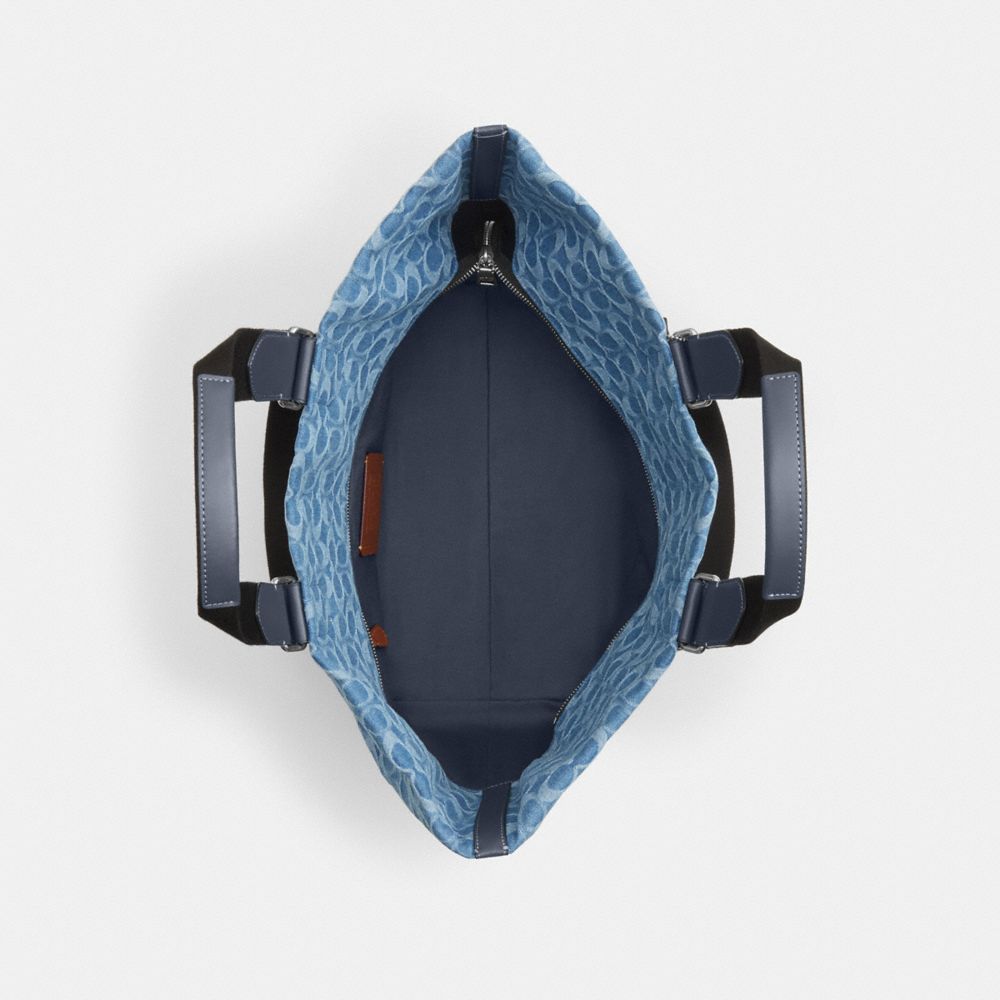 Coach Small Tour Tote Bag In Signature Denim Silver Denim