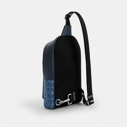 Coach West Pack In Signature Denim Silver Denim
