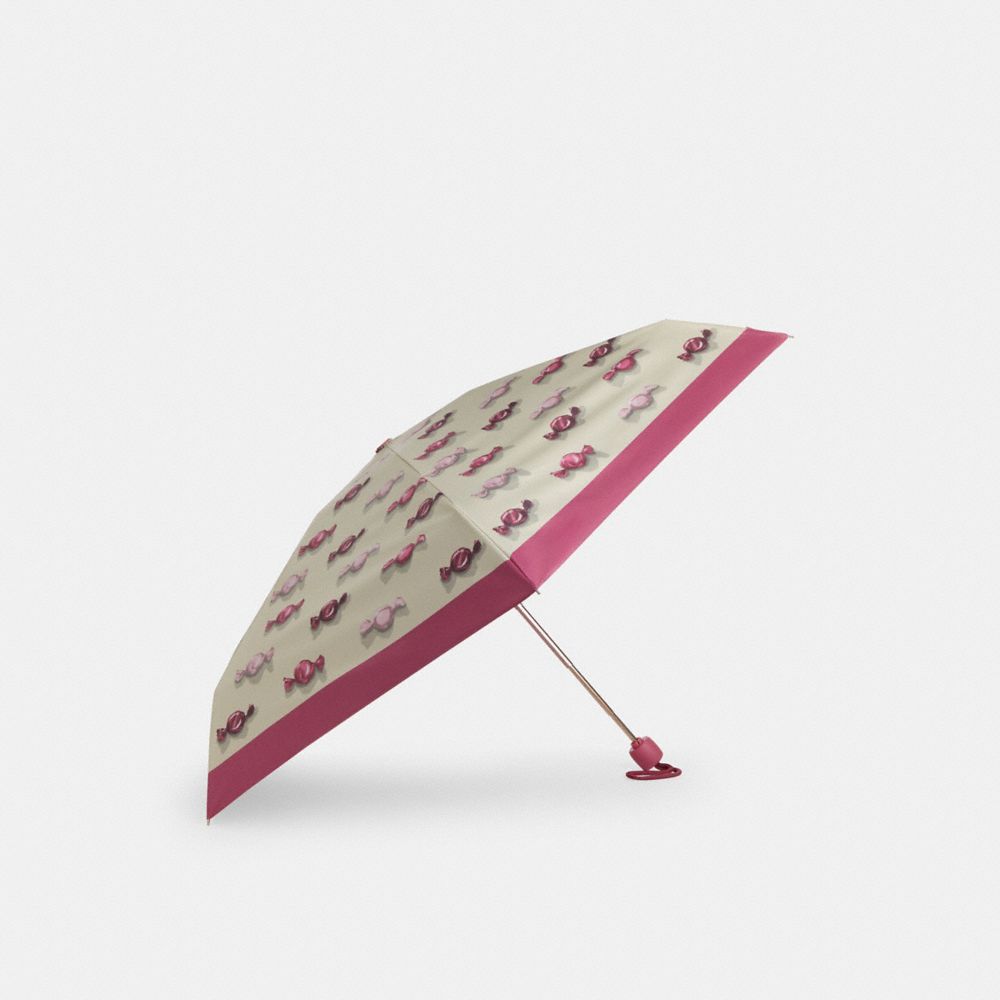Coach Uv Protection Mini Umbrella With Candy Print Silver