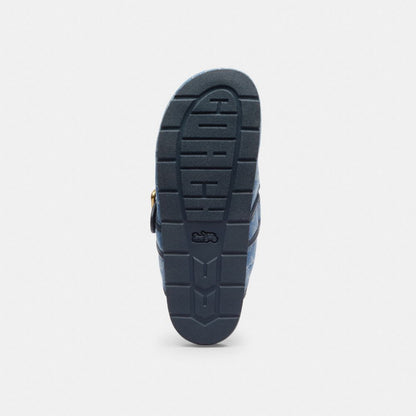 Women's Coach Archival Buckle Clog In Regenerative Cotton Signature Denim Indigo