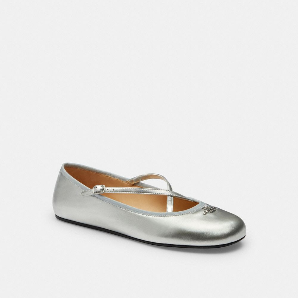 Coach Phoebe Ballet Flat Silver