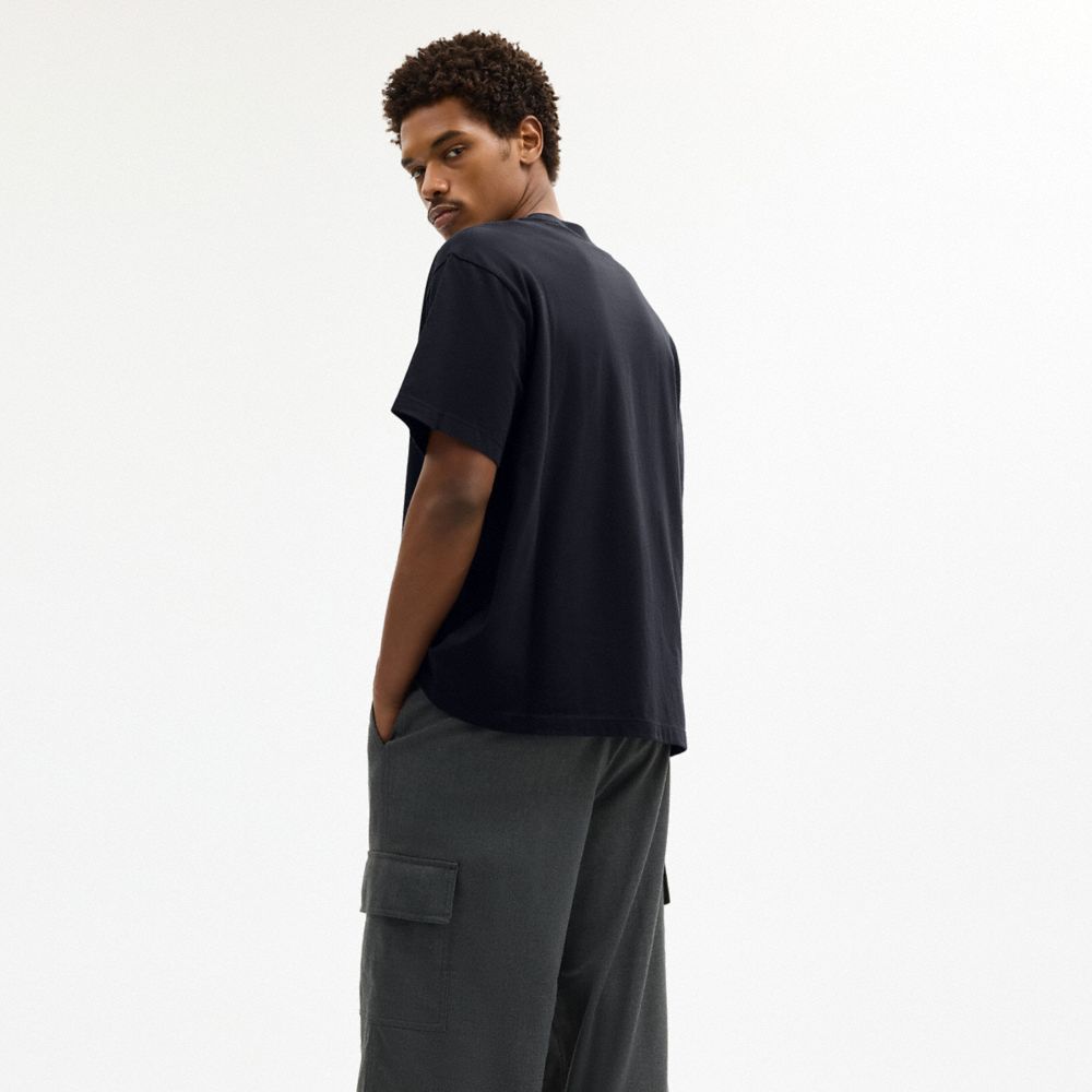Coach Camo Relaxed T Shirt In Organic Cotton Navy