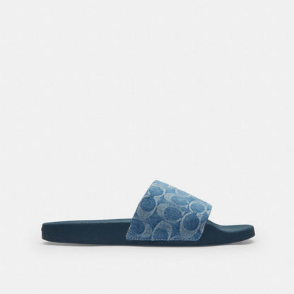 Women's Coach Udele Sport Slide In Regenerative Cotton Signature Denim Indigo
