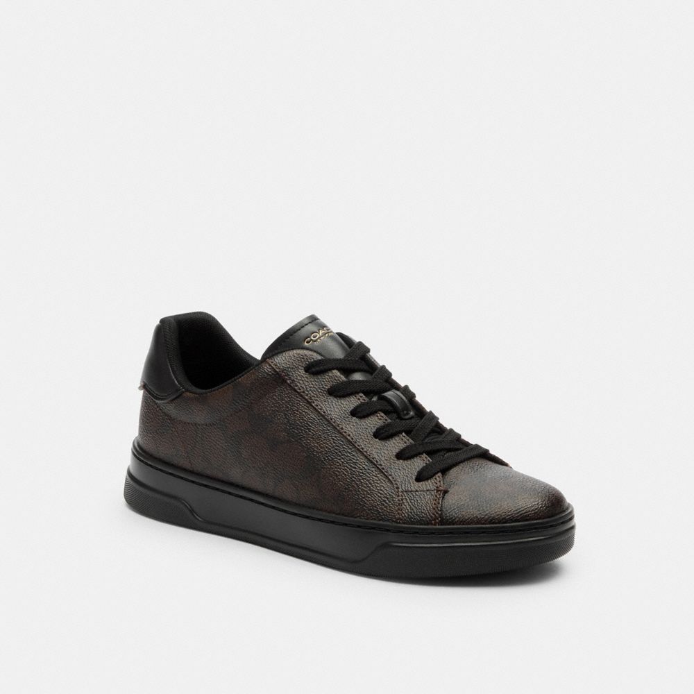 Coach High Line Sneaker In Signature Canvas Walnut & Black