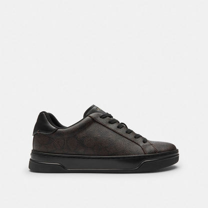 Coach High Line Sneaker In Signature Canvas Walnut & Black
