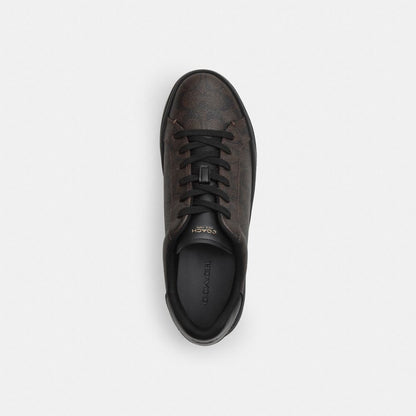 Coach High Line Sneaker In Signature Canvas Walnut & Black
