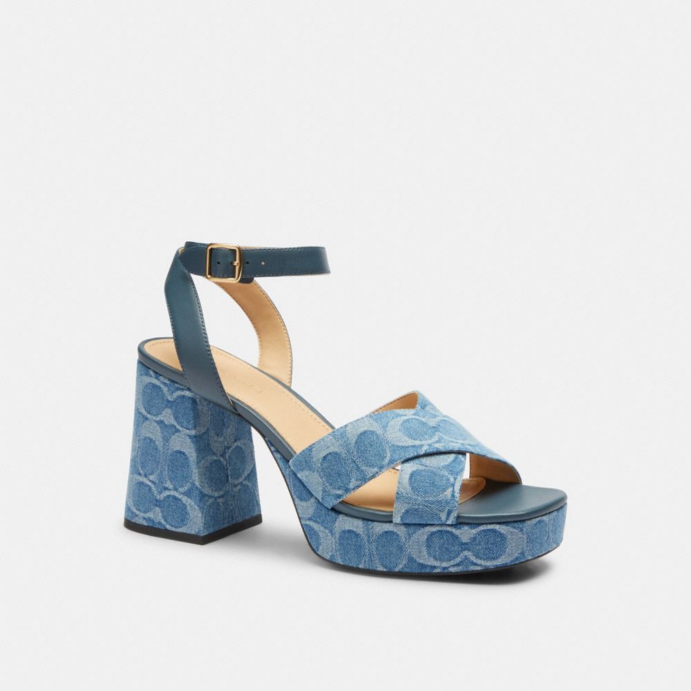 Women's Coach Block Heel Sandal In Signature Denim Indigo