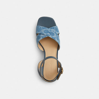 Women's Coach Block Heel Sandal In Signature Denim Indigo