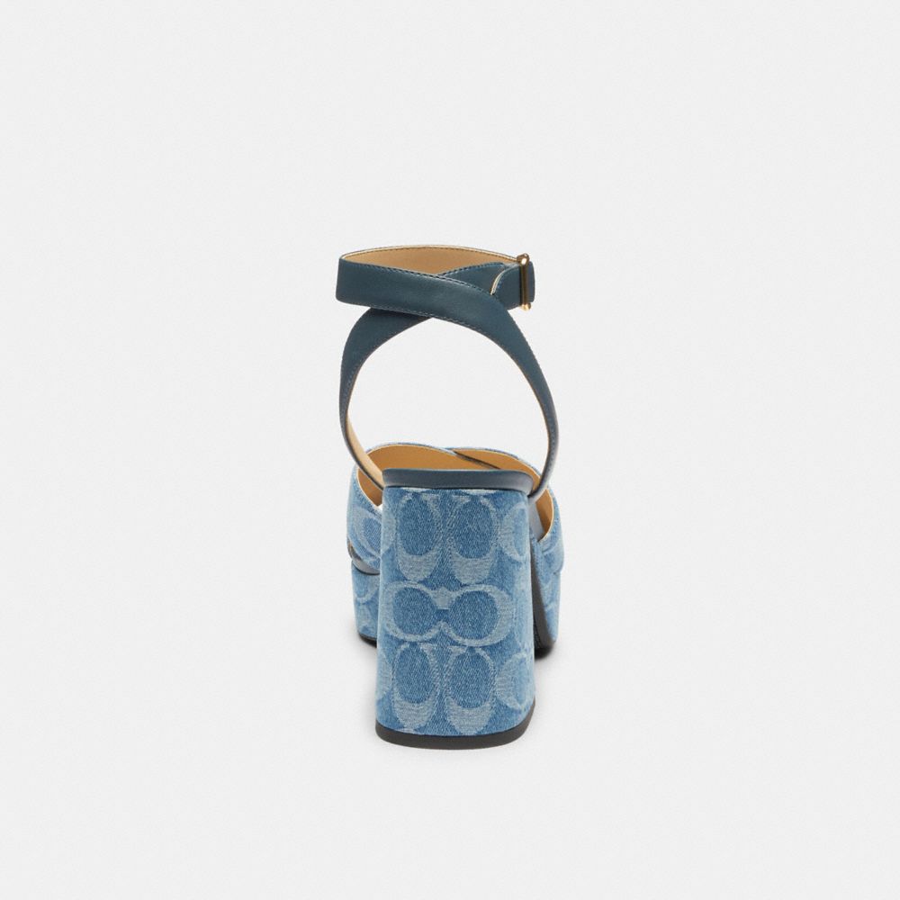 Women's Coach Block Heel Sandal In Signature Denim Indigo