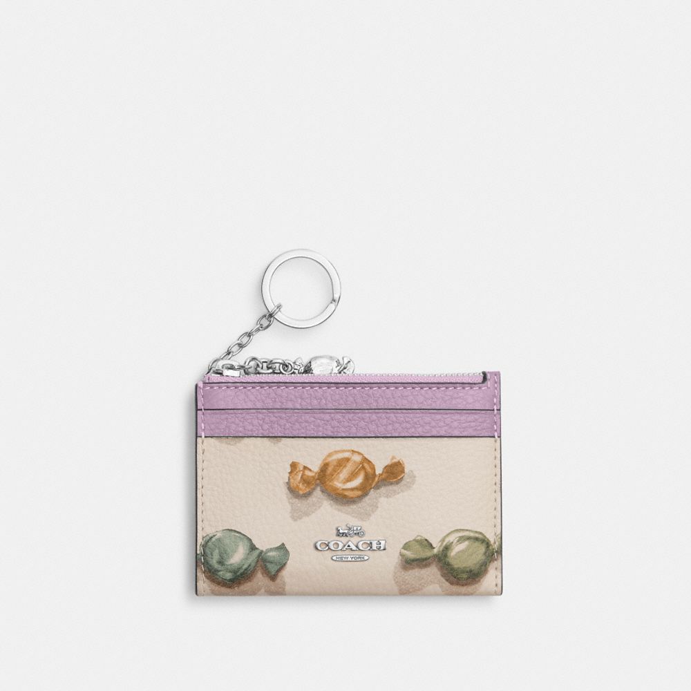 Coach Mini Skinny Id Case With Candy Print And Charm Silver