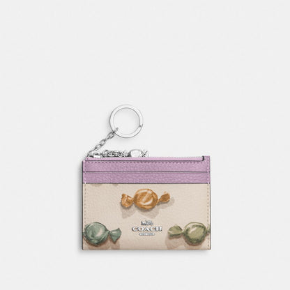 Coach Mini Skinny Id Case With Candy Print And Charm Silver