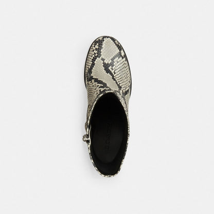 Women's Coach Block Heel Boot With Snake Print Natural