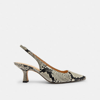 Coach Slingback Heel With Snake Print Natural
