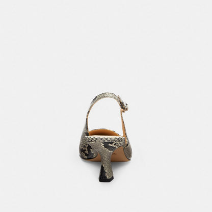Coach Slingback Heel With Snake Print Natural