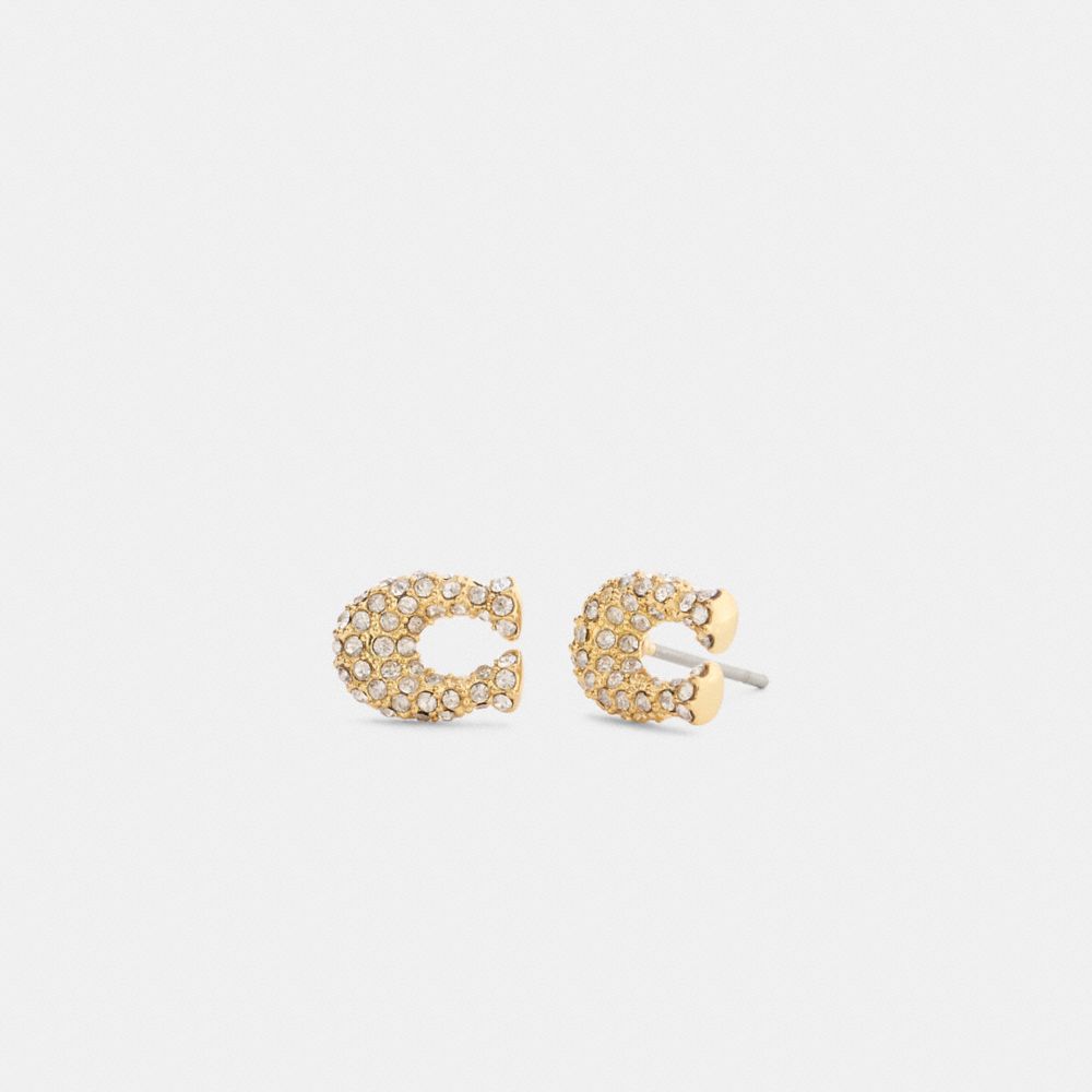 Coach Pavé C Stud Earrings Gold