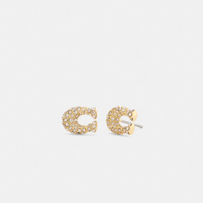 Coach Pavé C Stud Earrings Gold
