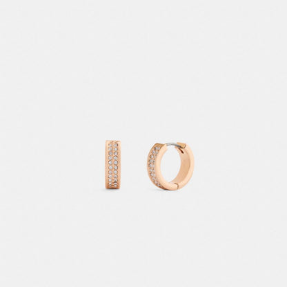 Coach Pavé C Huggie Earrings Rose Gold