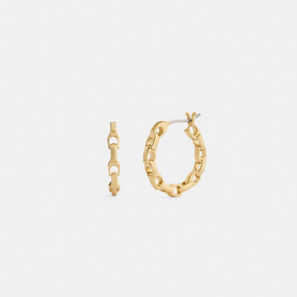 Coach Linked C Small Hoop Earrings Gold