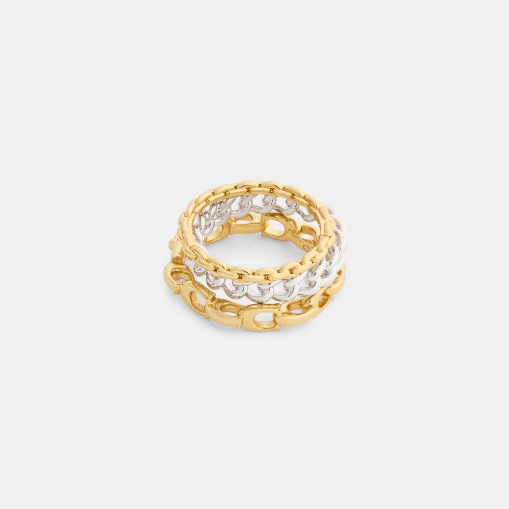 Coach Linked C Ring Set Gold Silver