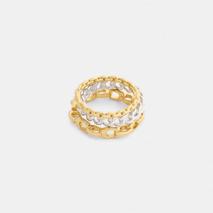 Coach Linked C Ring Set Gold Silver