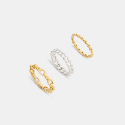 Coach Linked C Ring Set Gold Silver