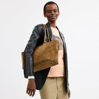 Coach Alter/Ego Large Tote Bag In Upcrafted Suede Cedar Suede