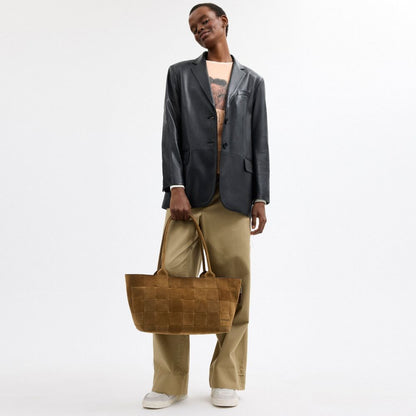Coach Alter/Ego Large Tote Bag In Upcrafted Suede Cedar Suede