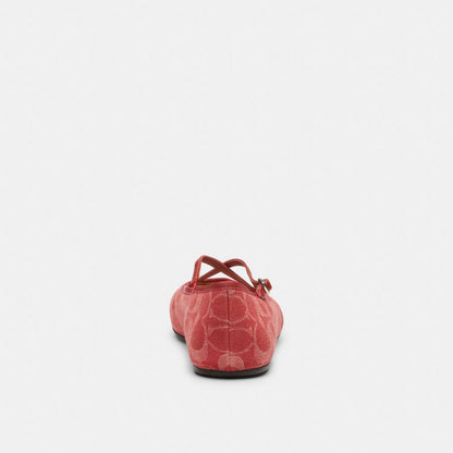 Women's Coach Phoebe Ballet Flat In Signature Denim True Red