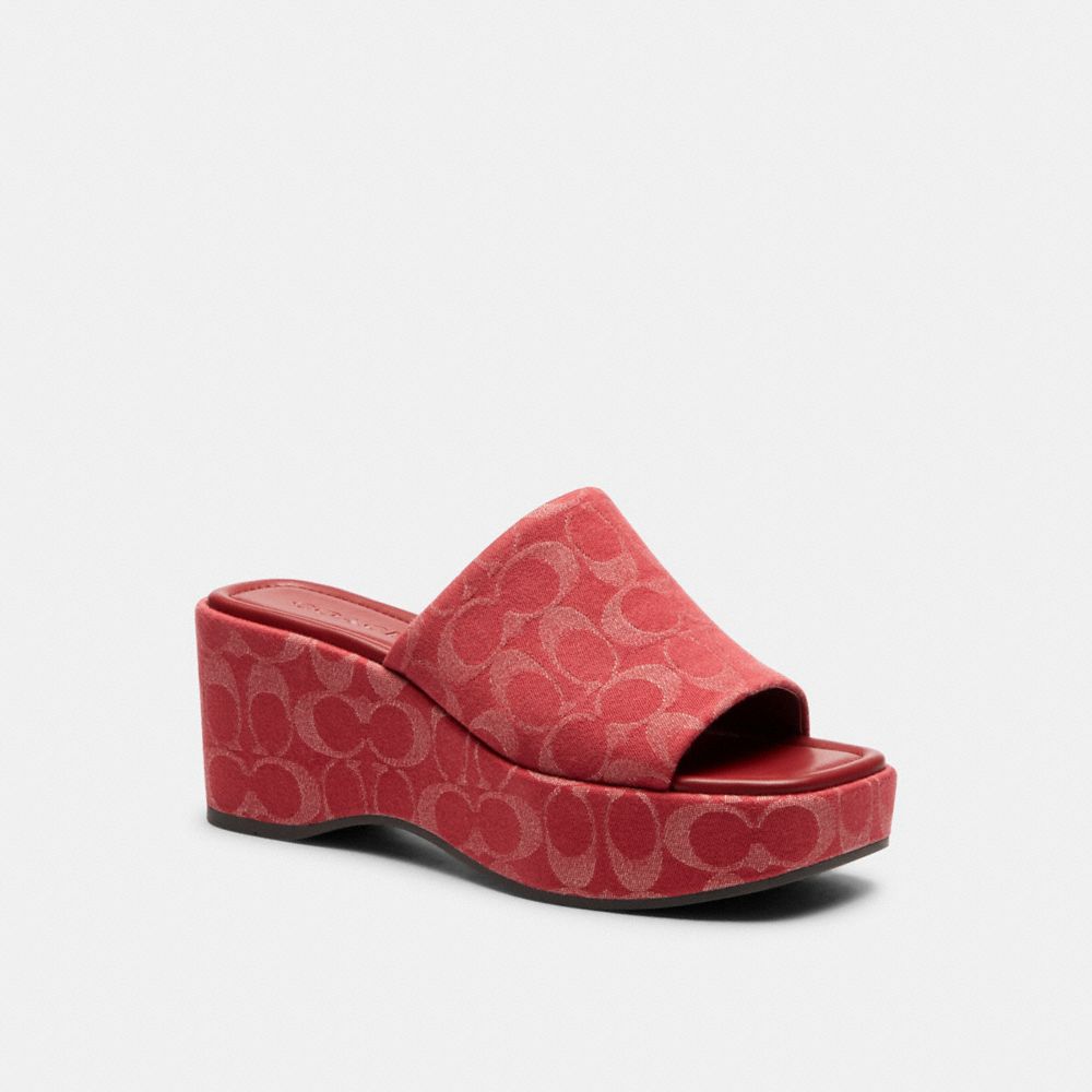 Women's Coach Phoebe Platform Sandal In Signature Denim True Red