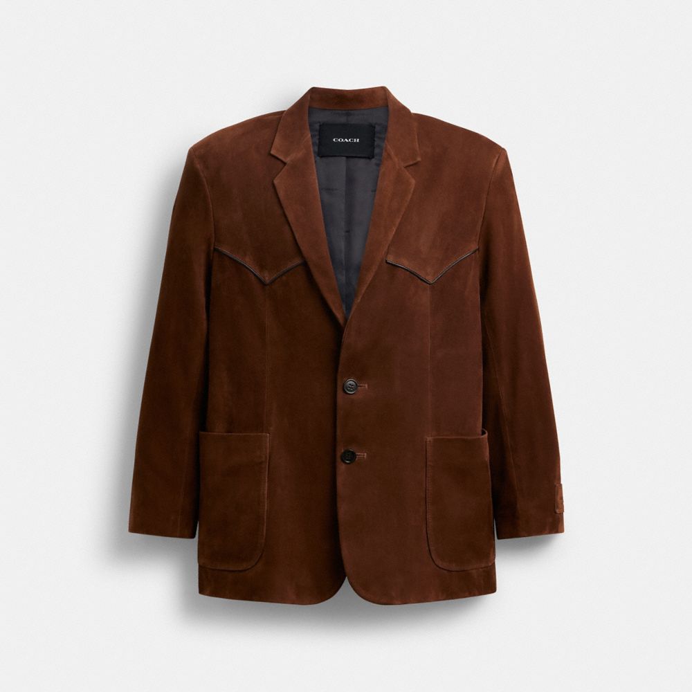 Coach Suede Western Blazer Dark Brown