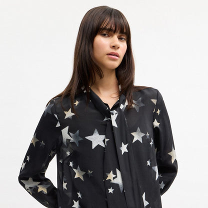 Coach Tie Neck Star Dress Black