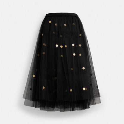 Coach Sequin Paillette Tulle Skirt In Recycled Polyester Black