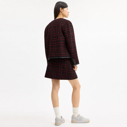 Coach Sculpted C Tweed Jacket Red Black