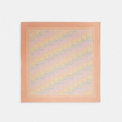Coach Signature Rainbow Print Silk Square Scarf Multi