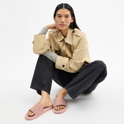 Women's Coach Udele Sport Slide In Signature Jacquard Canvas Carnation