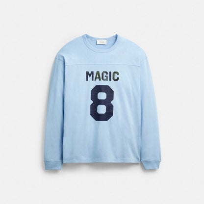 Coach Football Long Sleeve Relaxed T Shirt Baby Blue