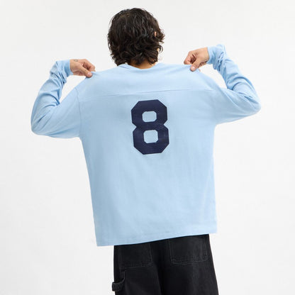 Coach Football Long Sleeve Relaxed T Shirt Baby Blue