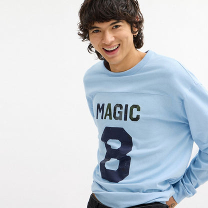 Coach Football Long Sleeve Relaxed T Shirt Baby Blue