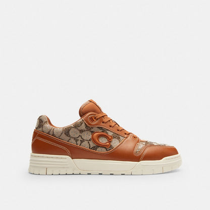 Men's Coach Soho Sneaker With Crystal Signature Jacquard Cocoa Burnished Amber