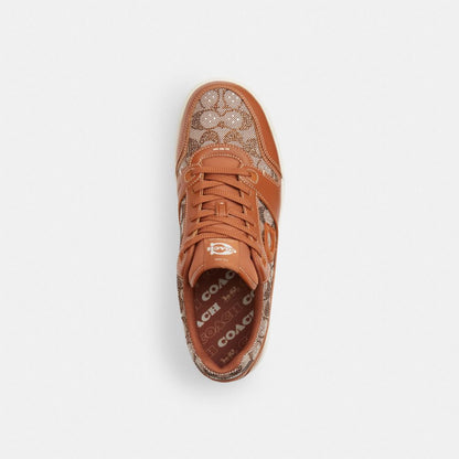 Men's Coach Soho Sneaker With Crystal Signature Jacquard Cocoa Burnished Amber