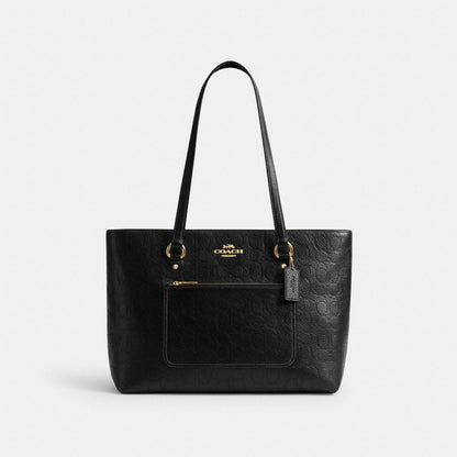 Coach Station Tote Bag In Signature Leather Gold Black