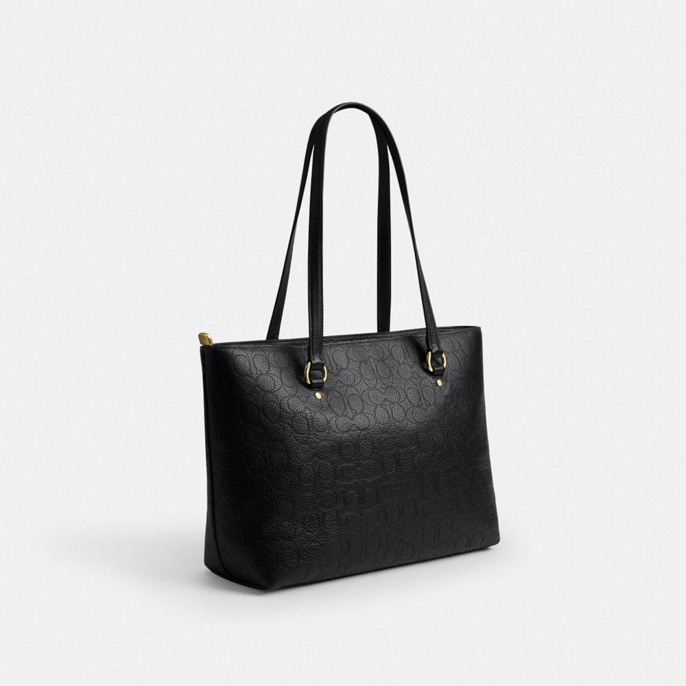 Coach Station Tote Bag In Signature Leather Gold Black