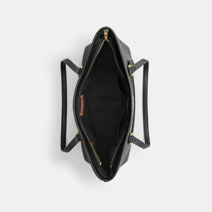 Coach Station Tote Bag In Signature Leather Gold Black