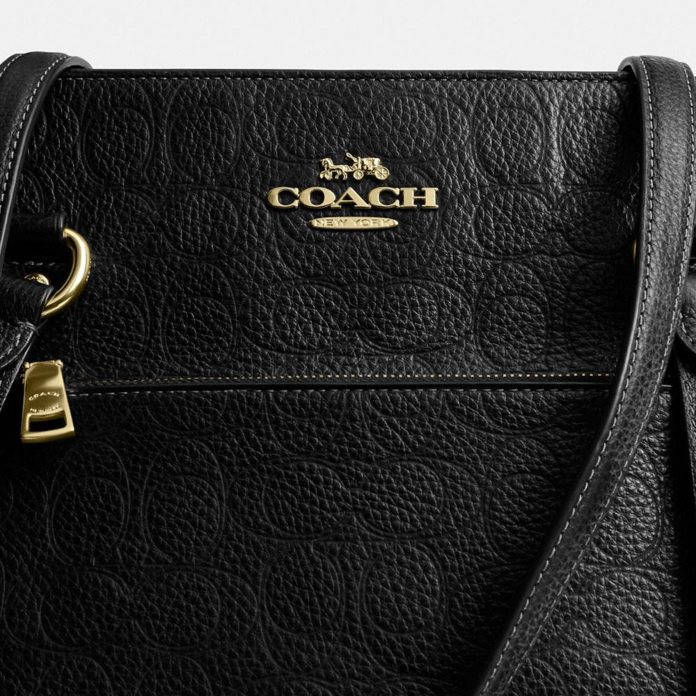 Coach Station Tote Bag In Signature Leather Gold Black