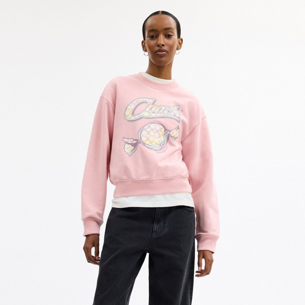 Coach Candy Crewneck Sweater Pink